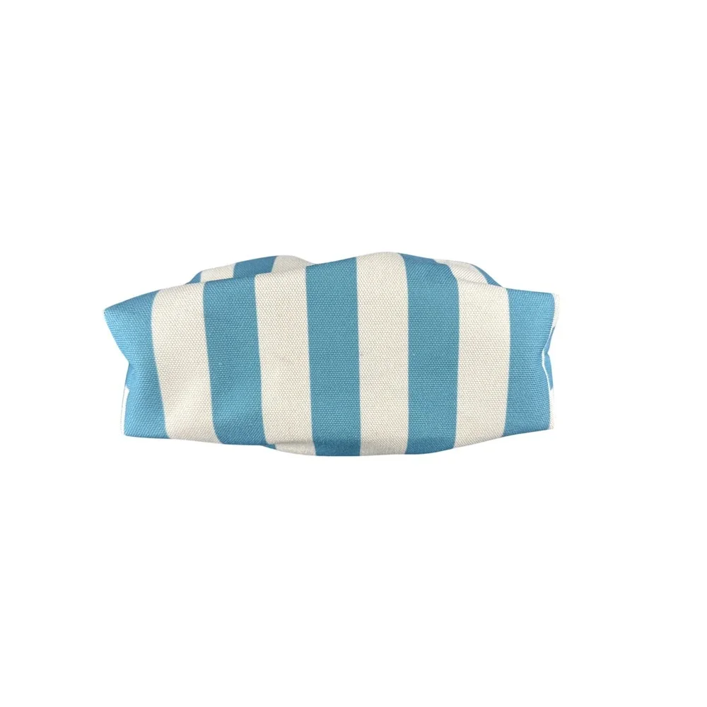 Striped Canvas Pouch Cosmetic Bag Makeup Clutch Organizer Blue White